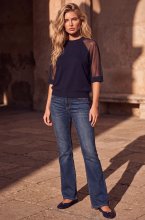 Mixed Brands - Short Sleeve Top with Tulle Sleeves LR03280 - Navy