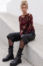 Mixed Brands - Cashmere blend top Camo R17022 - Bordeaux