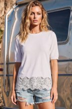 Mixed Brands - Tshirt with Lace CH9510 - White