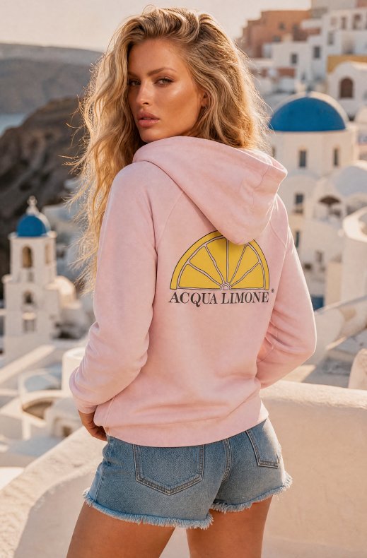 Acqua Limone - Washed Zip Hoodie - Pale Pink