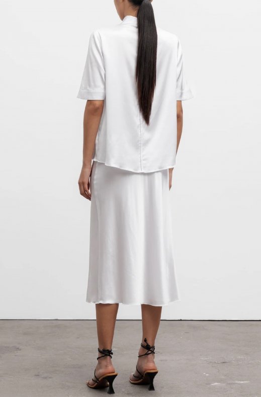 Ahlvar Gallery - Hana Silk Satin Skirt Optic White