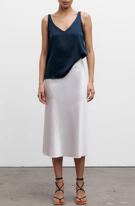 Ahlvar Gallery - Hana Silk Satin Skirt Optic White