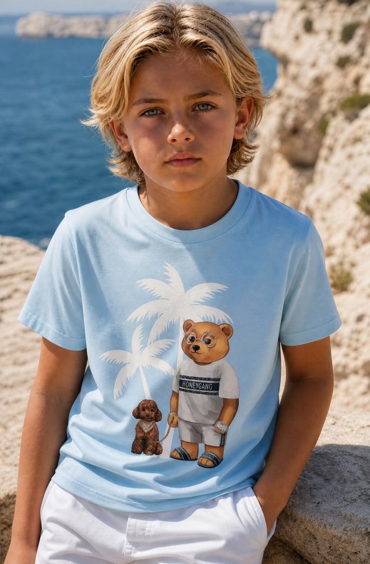 Baron Filou - Honeygang T-Shirt CLXV Palms - Light Blue