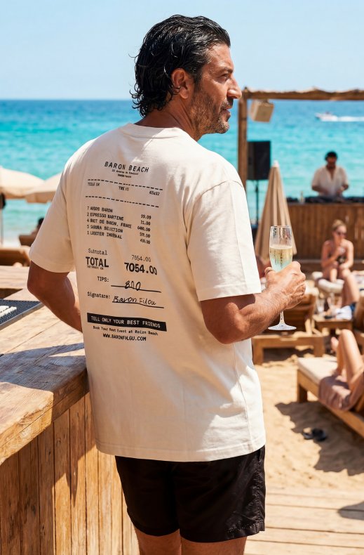 Baron Filou - Oversized Backprint T-Shirt Baron Beach Bill - Off-White