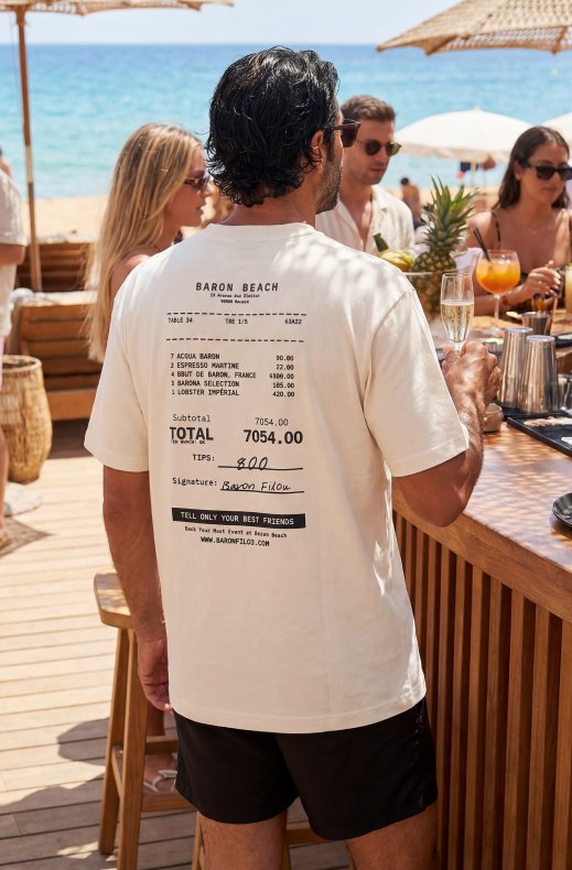 Baron Filou - Oversized Backprint T-Shirt Baron Beach Bill - Off-White