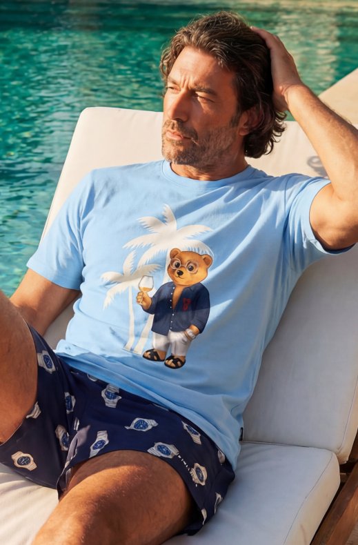 Baron Filou - T-Shirt Filou CLXIV Palms - Light Blue