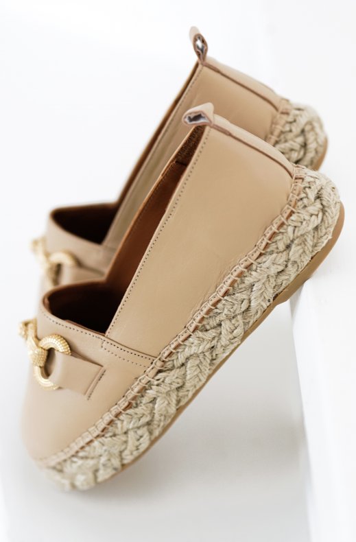 Billi Bi - Espadrille med Guldspänne A4404 - Beige Nappa
