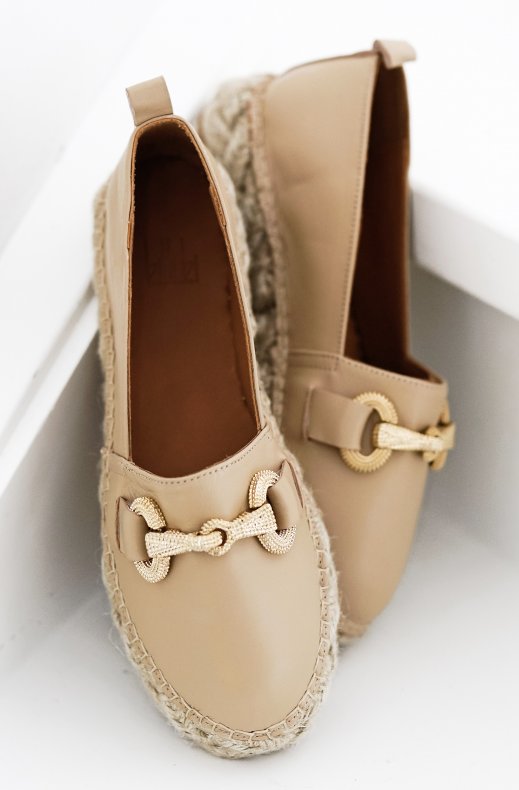 Billi Bi - Espadrille med Guldspänne A4404 - Beige Nappa