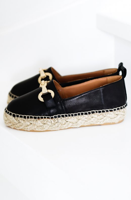 Billi Bi - Espadrille med Guldspånne A4404 - Black Nappa
