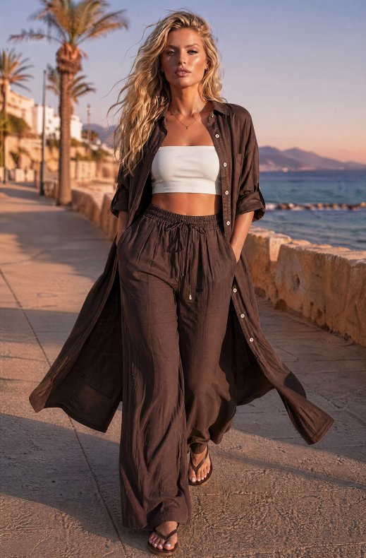 Blond Hour - Como Linen Pant - Choco