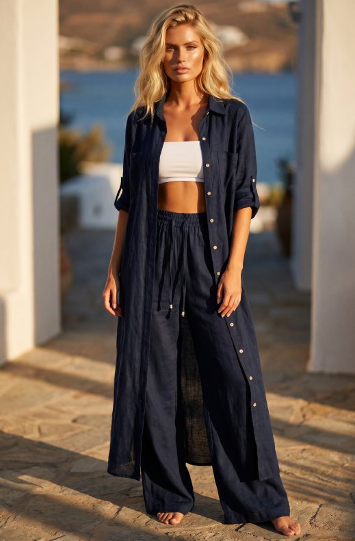 Blond Hour - Amalfi Shirt Dress - Navy