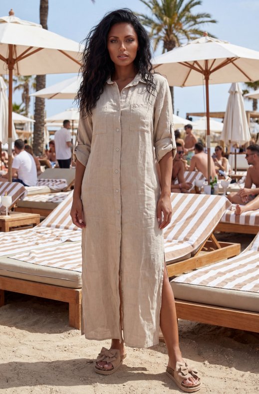 Blond Hour - Amalfi Shirt Dress - Beige