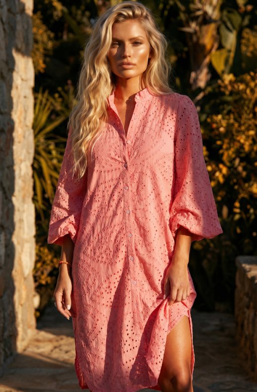 Blond Hour - Angelic Shirt Dress - Coral
