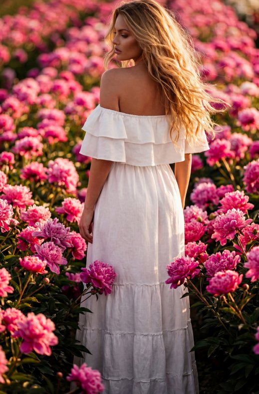 Blond Hour - Aria Linen Offshoulder Maxi dress - Cloud Dancer