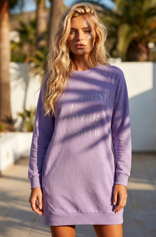 Blond Hour - Champagne Sweatshirt Dress - Purple