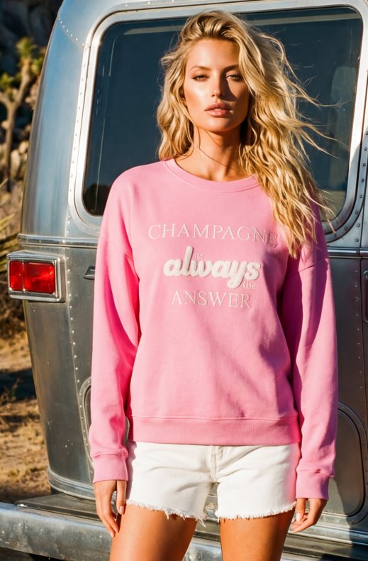Blond Hour - Champagne is always the answer Sweater - Pink White