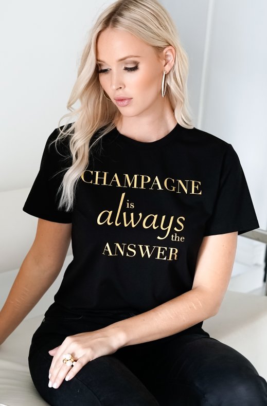 Blond Hour - Champagne is always the answer - tshirt - Black Gold