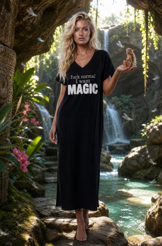 Blond Hour - Tshirt Dress I Want Magic - Black