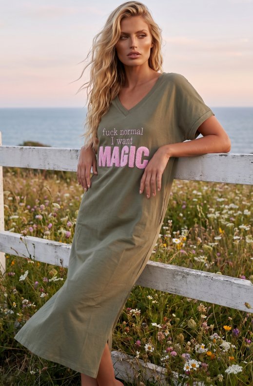 Blond Hour - Tshirt Dress I Want Magic - Khaki