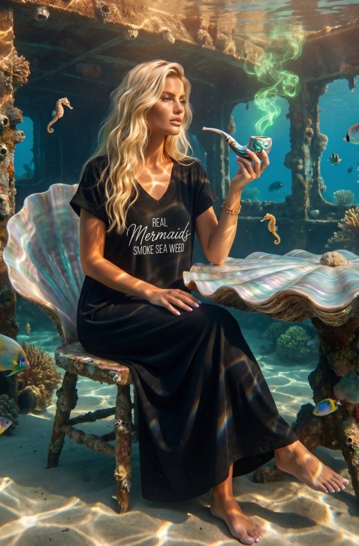 Blond Hour - Mermaid T-Shirt Dress - Black