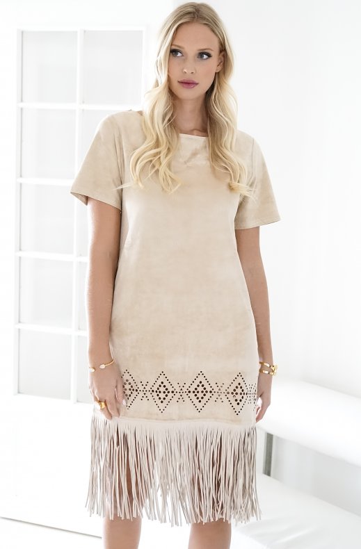 Blond Hour - Mexico Fringe Dress - Sand
