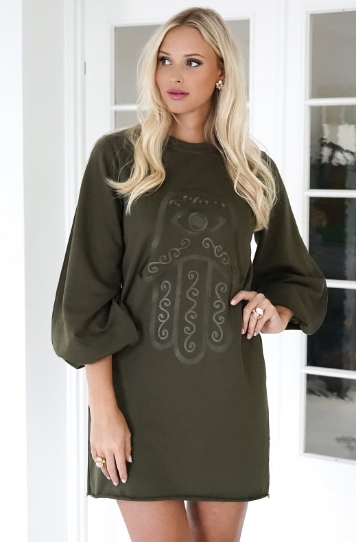 Blond Hour - Protected Sweatshirt Dress - Olive