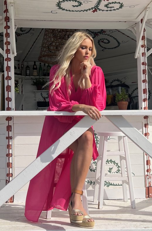 Blond Hour - Riviera Maxi Wrap Dress - Cerise
