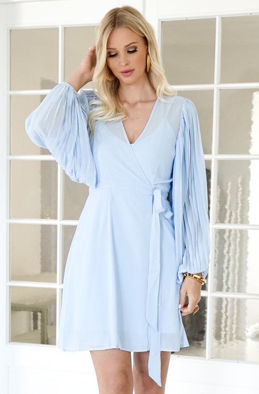 Blond Hour - Riviera Short Wrap Dress - Light Blue