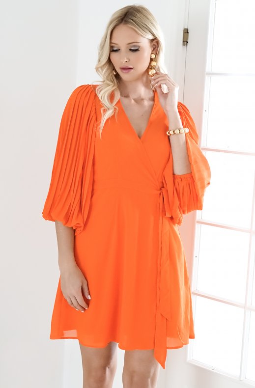 Blond Hour - Riviera Short Wrap Dress - Orange