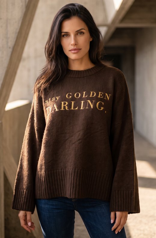 Carola X Blond Hour - Stay Golden Darling Knitted Sweater - Choco