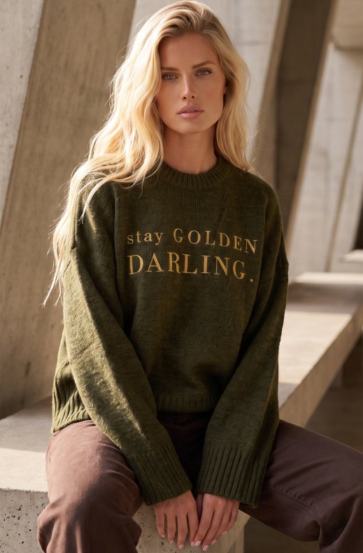 Carola X Blond Hour - Stay Golden Darling Knitted Sweater - Khaki