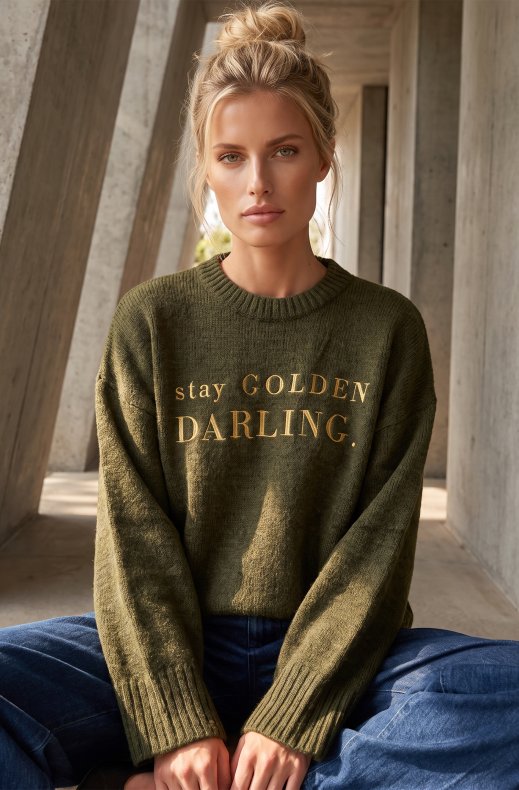 Carola X Blond Hour - Stay Golden Darling Knitted Sweater - Khaki