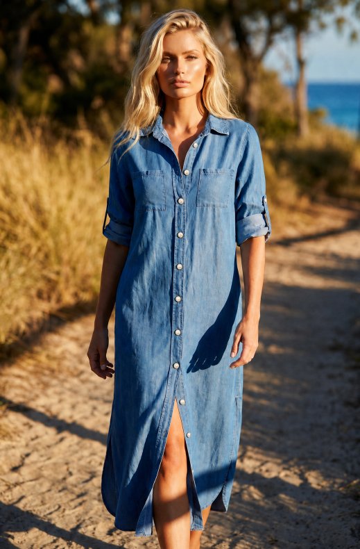 Blond Hour - Time shirt Dress - Denim (T663)