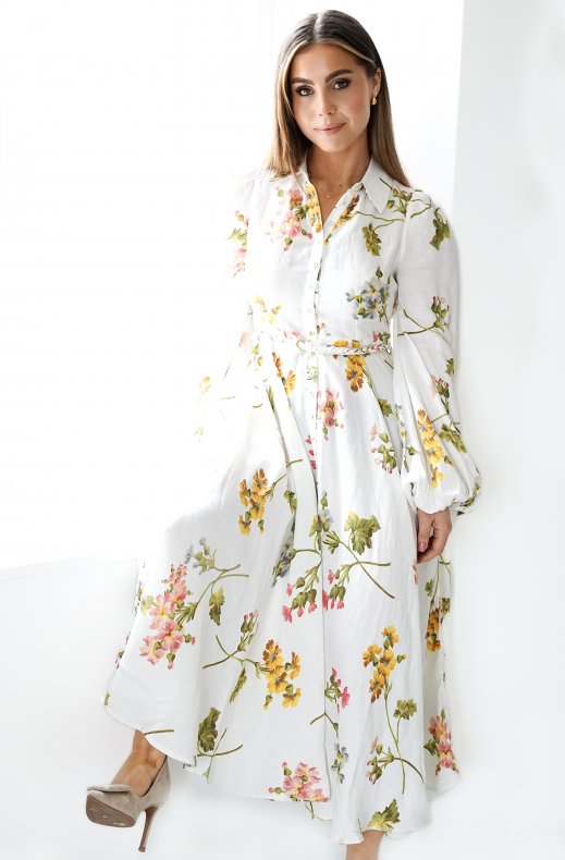 By Timo - Linen Collared Midi Dress Botanical