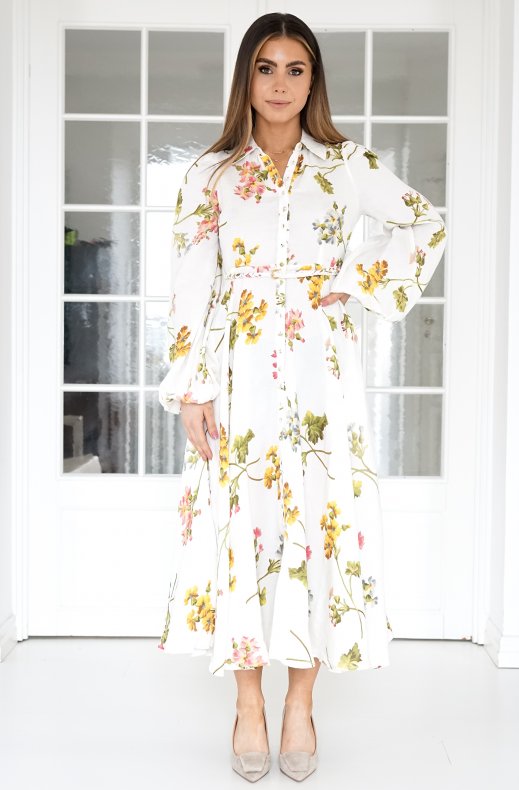 By Timo - Linen Collared Midi Dress Botanical