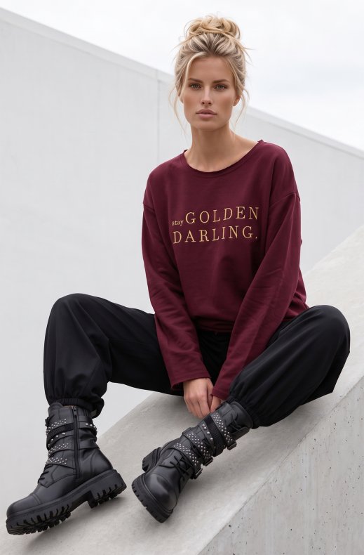 Carola X Blond Hour - Stay Golden Darling Sweater - Bordeaux