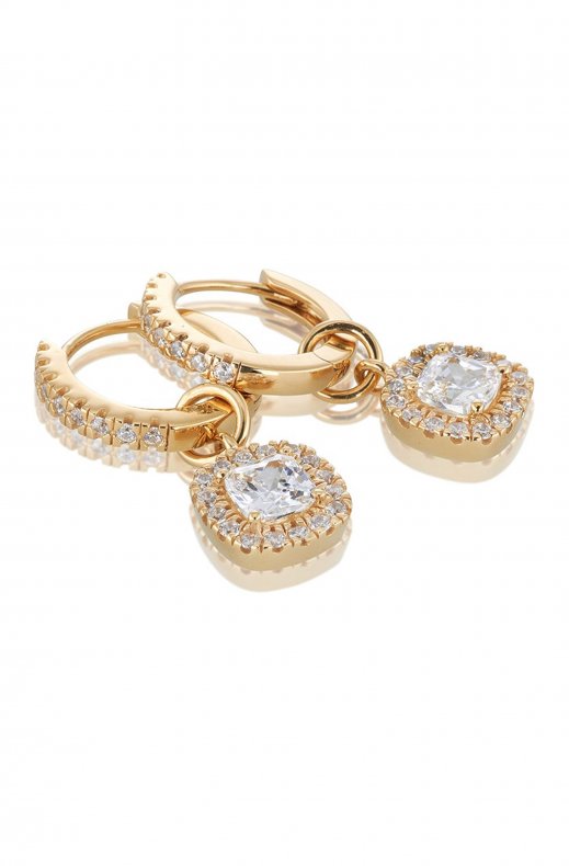 Carolina Gynning Jewelry - Glamorous Creol Earrings Goldplated Clear