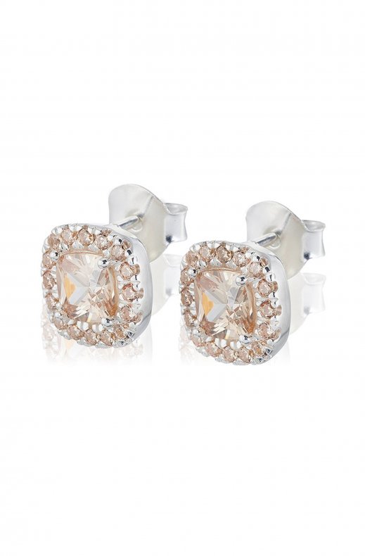 Carolina Gynning Jewelry - Glamorous Stud Earrings Silver Champagne