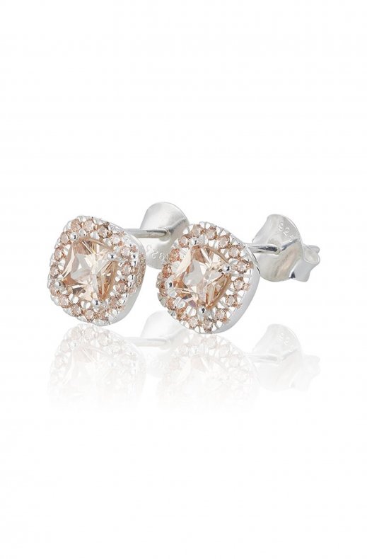 Carolina Gynning Jewelry - Glamorous Stud Earrings Silver Champagne