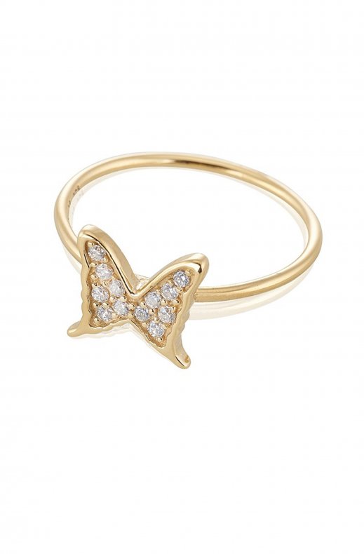 Carolina Gynning Jewelry - Petite Papillion Sparkling Ring Goldplated