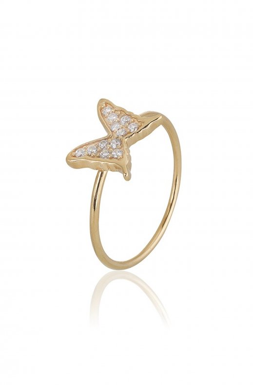 Carolina Gynning Jewelry - Petite Papillion Sparkling Ring Goldplated