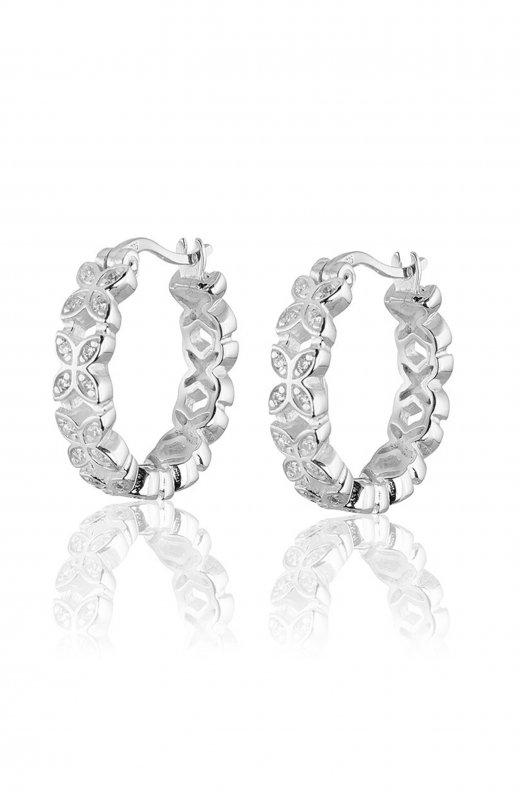 Carolina Gynning Jewelry - Sparkling Ellipse Mini Creol Earrings L Silver