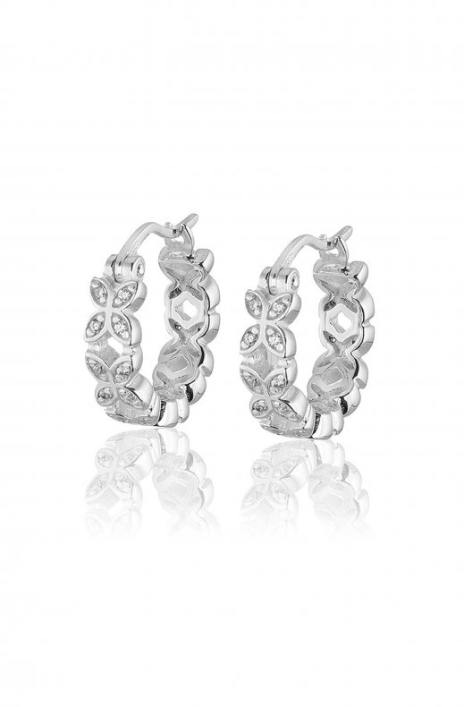 Carolina Gynning Jewelry - Sparkling Ellipse Mini Creol Earrings Silver