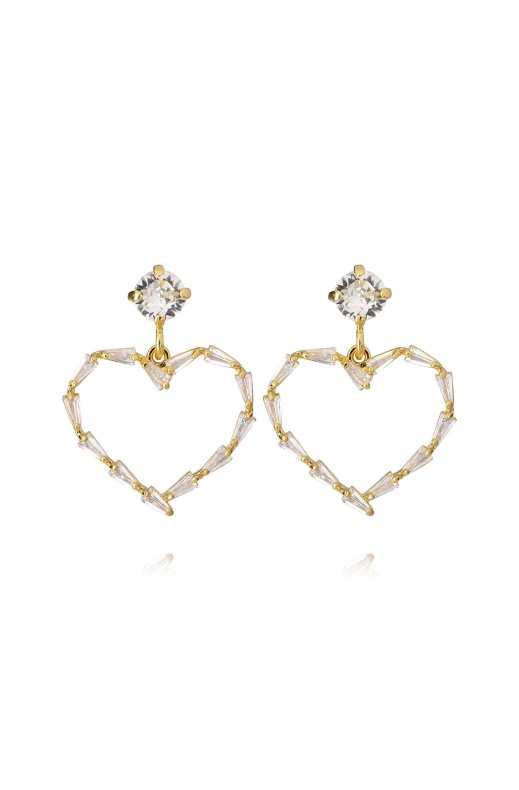 Caroline Svedbom - Baguette Heart Earring Gold Crystal