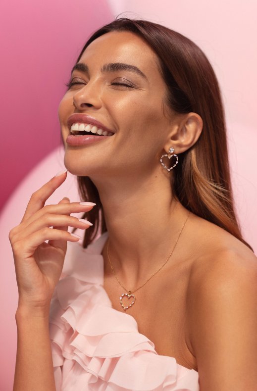 Caroline Svedbom - Baguette Heart Earring Gold Crystal