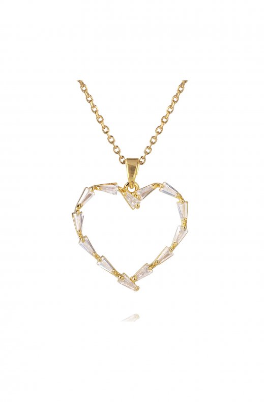 Caroline Svedbom - Baugette Heart Necklace Gold Crystal