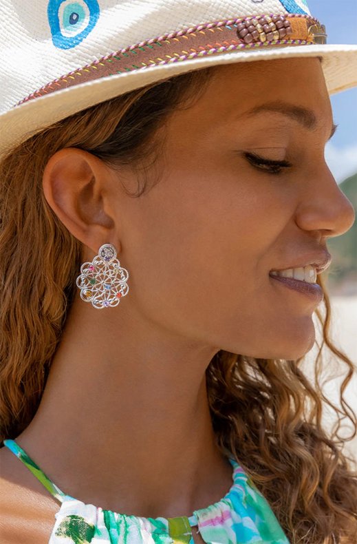 Caroline Svedbom - Bohemian Coin Earring - rhodium rainbow