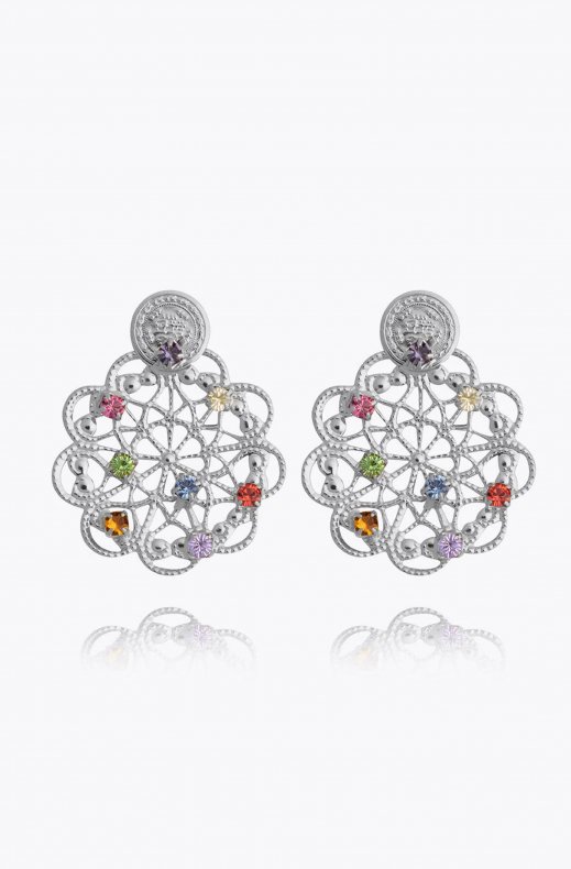 Caroline Svedbom - Bohemian Coin Earring - rhodium rainbow