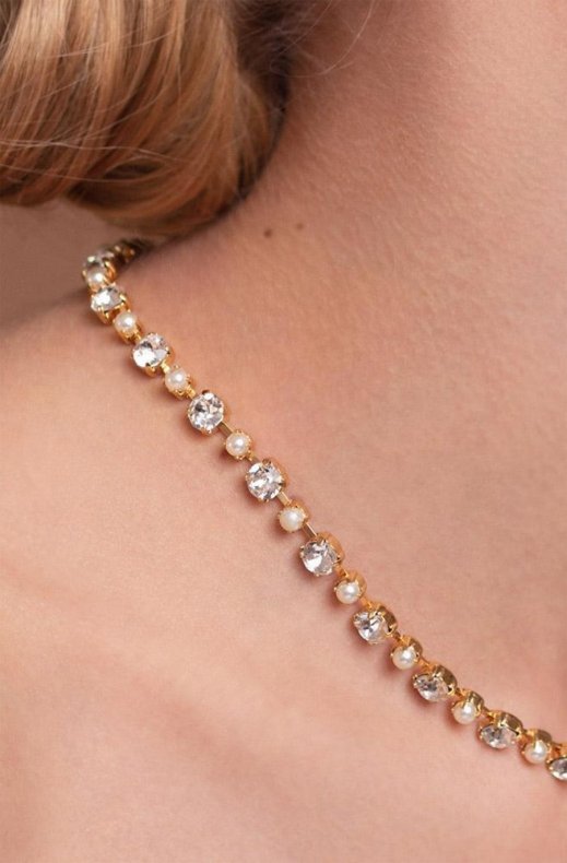 Caroline Svedbom Bridal - Day of My Life Necklace - Gold Pearl Crystal