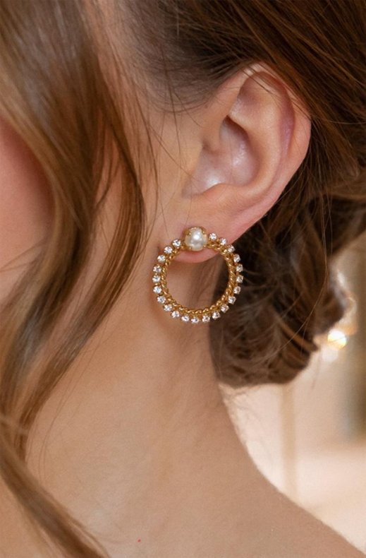 Caroline Svedbom Bridal - Endless Love Earring - Gold Crystal